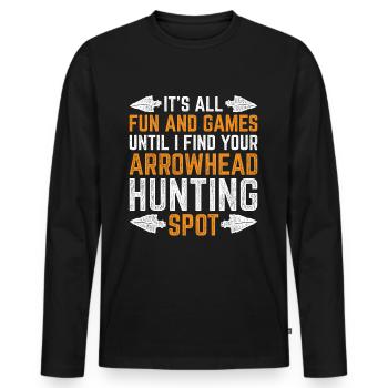 Pfeilspitzen Speerspitze Arrowhead Hunter - Männer Premium Bio Langarmshirt - Schwarz - Vorne - Nico (187cm)