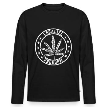 Cannabis Marijuana Weed Smoking - Men's Premium Organic Long Sleeve Shirt - black - Front - Nico (187cm)