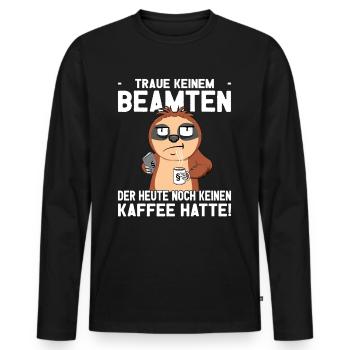 Beamtensprüche - öffentlicher Dienst - Faultier - Männer Premium Bio Langarmshirt - Schwarz - Vorne - Nico (187cm)