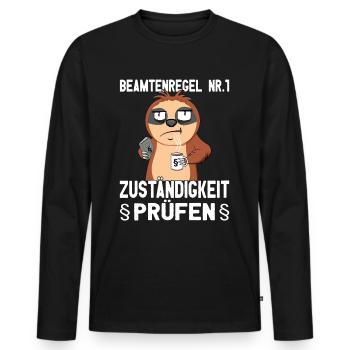 Beamtensprüche - öffentlicher Dienst - Faultier - Männer Premium Bio Langarmshirt - Schwarz - Vorne - Nico (187cm)