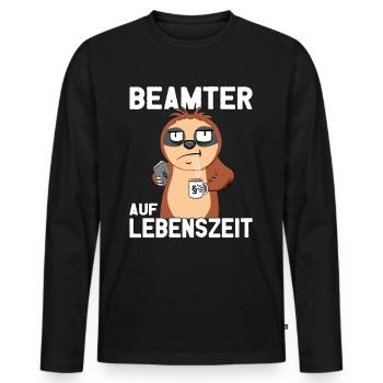 Beamtensprüche - öffentlicher Dienst - Faultier - Männer Premium Bio Langarmshirt - Schwarz - Vorne - Nico (187cm)