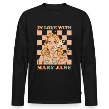 Cannabis Marijuana Weed Smoking - Men's Premium Organic Long Sleeve Shirt - black - Front - Nico (187cm)