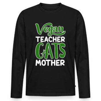 Vegan Veganism - Men's Premium Organic Long Sleeve Shirt - black - Front - Nico (187cm)