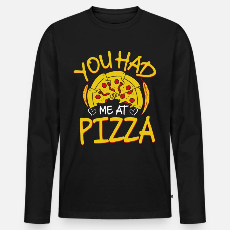 Pizza - Männer Premium Bio Langarmshirt - Schwarz