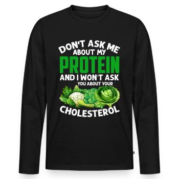 Vegan Veganism - Men's Premium Organic Long Sleeve Shirt - black - Front - Nico (187cm)