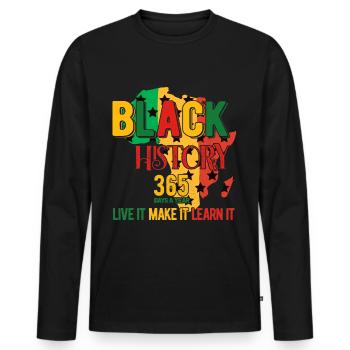 Black History Month Black History - Men's Premium Organic Long Sleeve Shirt - black - Front - Nico (187cm)