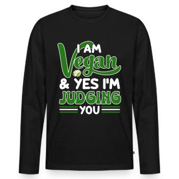 Vegan Veganism - Men's Premium Organic Long Sleeve Shirt - black - Front - Nico (187cm)