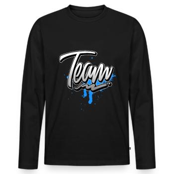 Équipe - T-shirt manches longues Premium bio Homme - noir - Devant - Nico (187cm)