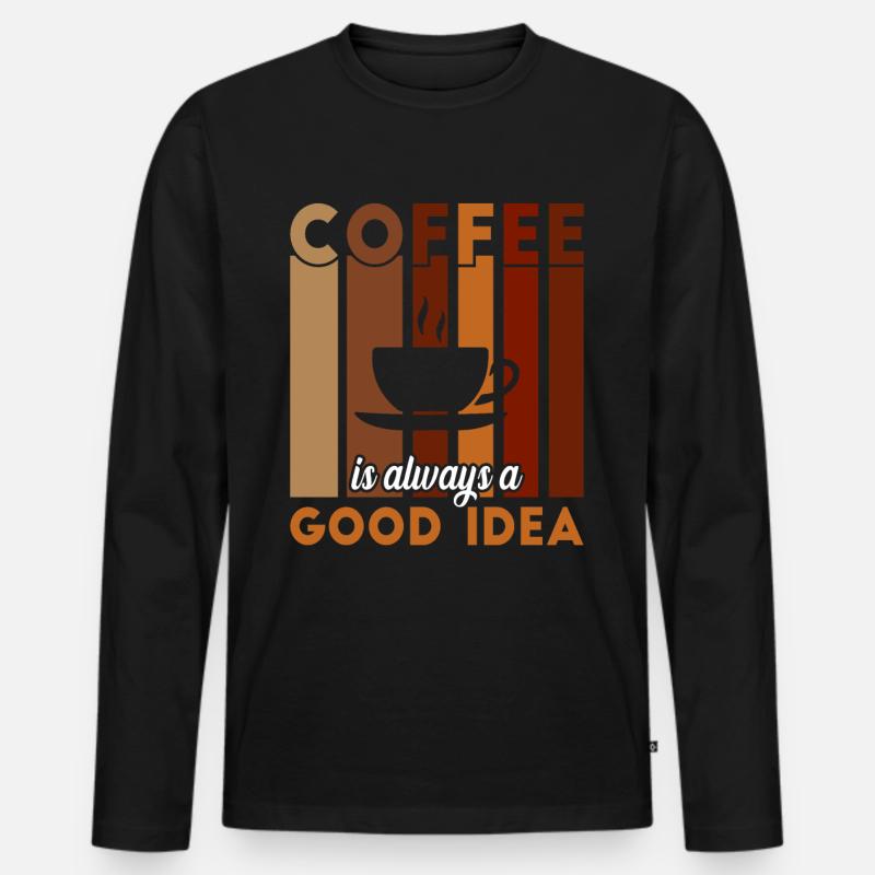 Kaffee - Männer Premium Bio Langarmshirt - Schwarz