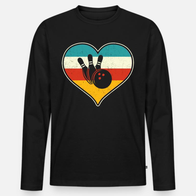 Bowling - Männer Premium Bio Langarmshirt - Schwarz