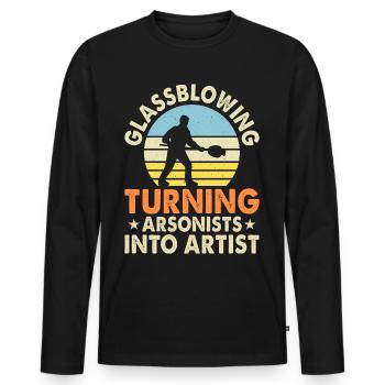 Glassblower - Men's Premium Organic Long Sleeve Shirt - black - Front - Nico (187cm)