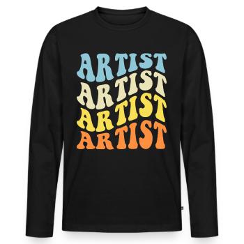 Artiste - T-shirt manches longues Premium bio Homme - noir - Devant - Nico (187cm)