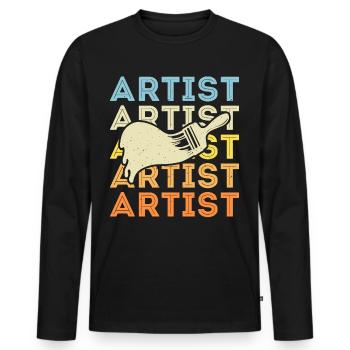 Artiste - T-shirt manches longues Premium bio Homme - noir - Devant - Nico (187cm)