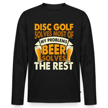 Discgolf Disc Golf - Men's Premium Organic Long Sleeve Shirt - black - Front - Nico (187cm)