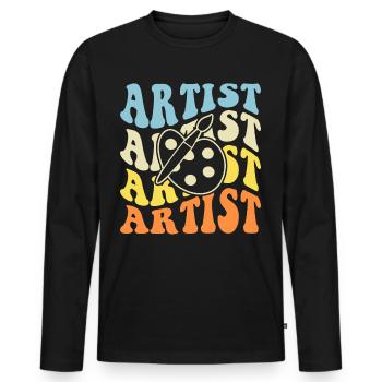 Artiste - T-shirt manches longues Premium bio Homme - noir - Devant - Nico (187cm)
