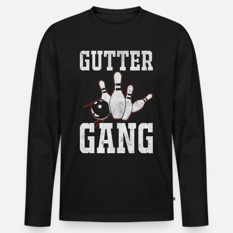 Bowling - Männer Premium Bio Langarmshirt - Schwarz