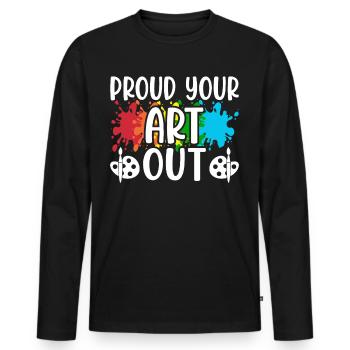 Artiste - T-shirt manches longues Premium bio Homme - noir - Devant - Nico (187cm)