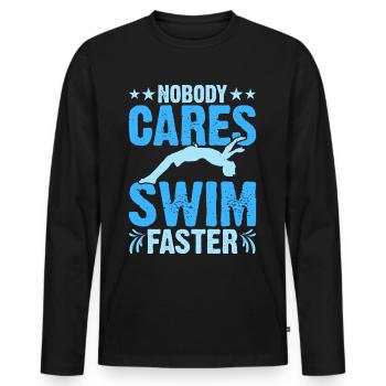 Swimming Float - Men's Premium Organic Long Sleeve Shirt - black - Front - Nico (187cm)