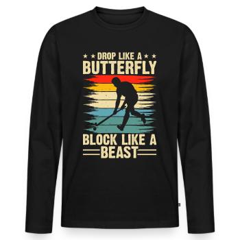 Field Hockey Hockey - Men's Premium Organic Long Sleeve Shirt - black - Front - Nico (187cm)