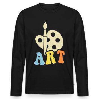 Artiste - T-shirt manches longues Premium bio Homme - noir - Devant - Nico (187cm)