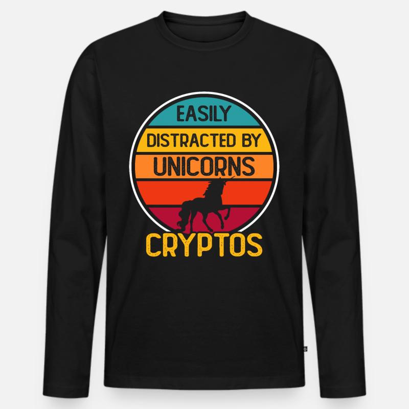 Krypto Kryptowährung Einhorn - Männer Premium Bio Langarmshirt - Schwarz