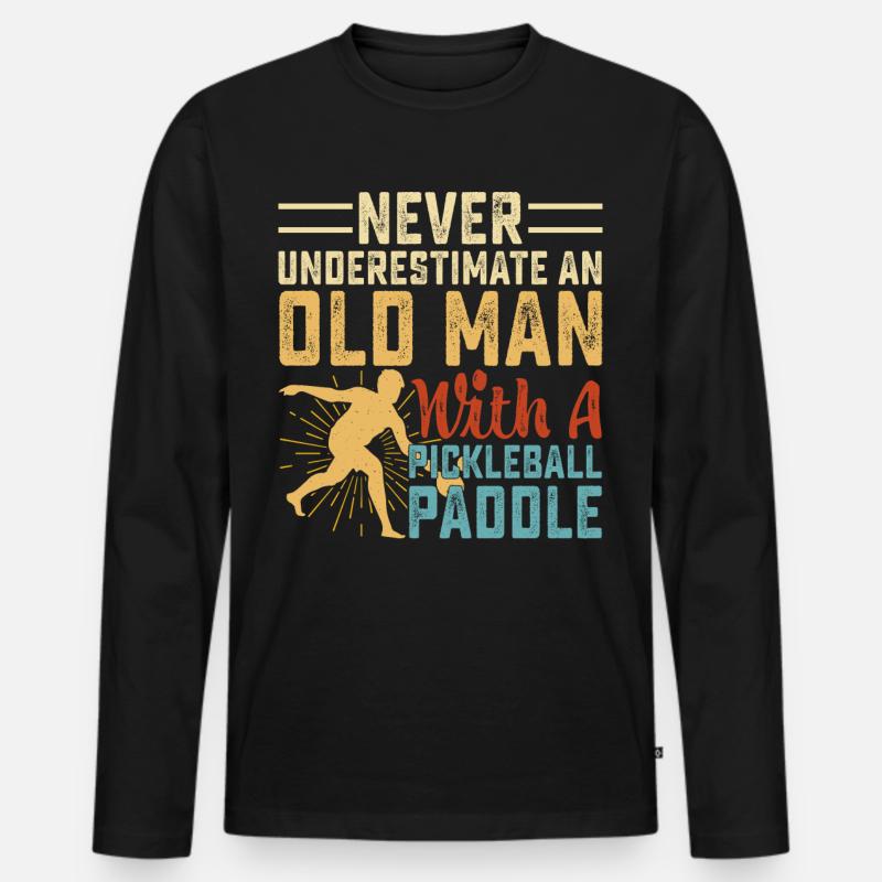 Pickleball - Männer Premium Bio Langarmshirt - Schwarz