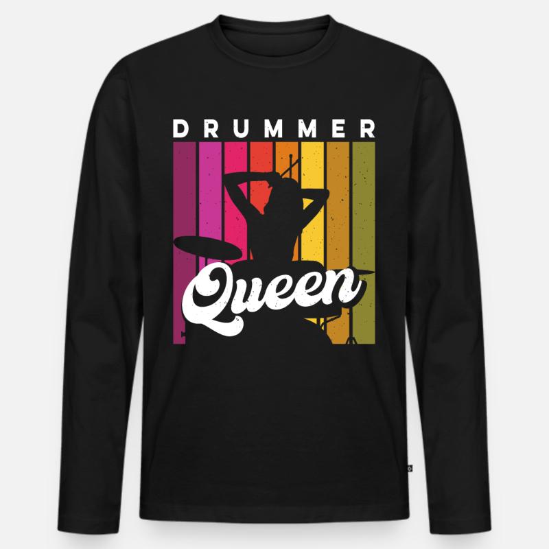 Schlagzeugerin Drummer - Männer Premium Bio Langarmshirt - Schwarz