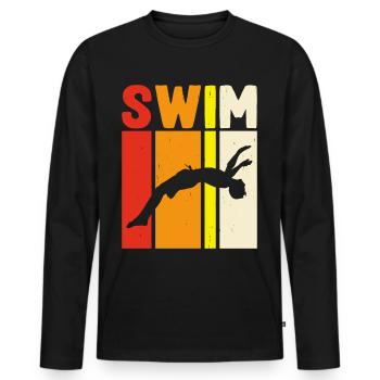 Swimming Float - Men's Premium Organic Long Sleeve Shirt - black - Front - Nico (187cm)