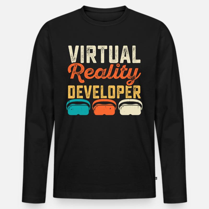 VR Virtuel Reality - Männer Premium Bio Langarmshirt - Schwarz