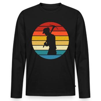 Minier - T-shirt manches longues Premium bio Homme - noir - Devant - Nico (187cm)