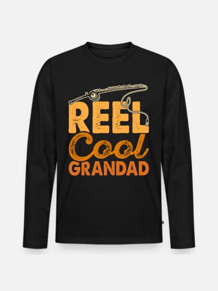 Opa Angler Angeln Fischen - Männer Premium Bio Langarmshirt - Schwarz