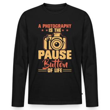 Fotograf - Männer Premium Bio Langarmshirt - Schwarz - Vorne - Nico (187cm)