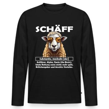 Schäff | Chef | Teamleiter| Abteilungsleiter - Männer Premium Bio Langarmshirt - Schwarz - Vorne - Nico (187cm)