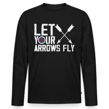 Archer Tir à l’arc - T-shirt manches longues Premium bio Homme - noir - Devant - Nico (187cm)