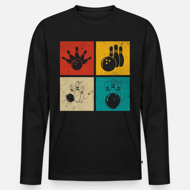 Bowling - Männer Premium Bio Langarmshirt - Schwarz
