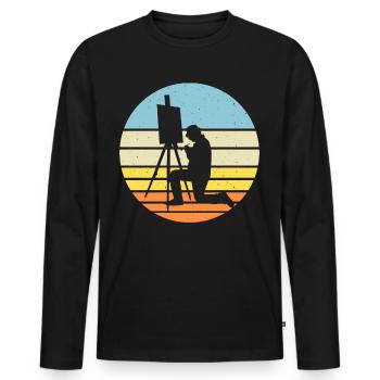 Artiste - T-shirt manches longues Premium bio Homme - noir - Devant - Nico (187cm)