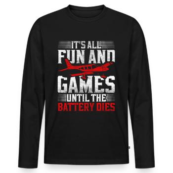 Model Airplane Model Airplane - Men's Premium Organic Long Sleeve Shirt - black - Front - Nico (187cm)