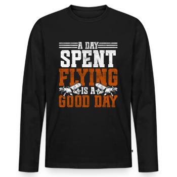 Model Airplane Model Airplane - Men's Premium Organic Long Sleeve Shirt - black - Front - Nico (187cm)