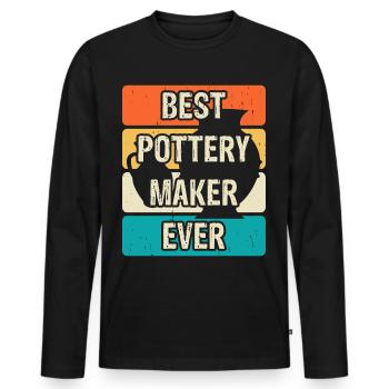 Poterie Poterie Poterie - T-shirt manches longues Premium bio Homme - noir - Devant - Nico (187cm)