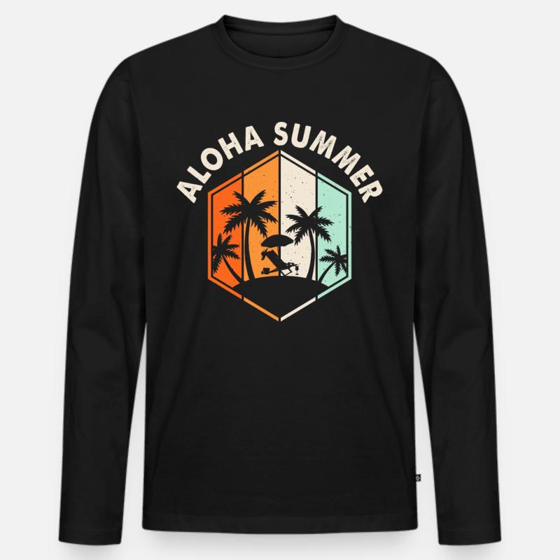 Aloha Summer - Männer Premium Bio Langarmshirt - Schwarz