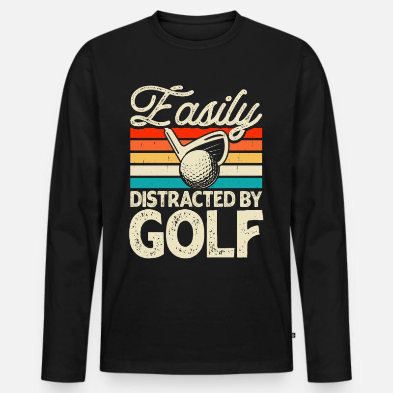 Golf Golfer - Männer Premium Bio Langarmshirt - Schwarz