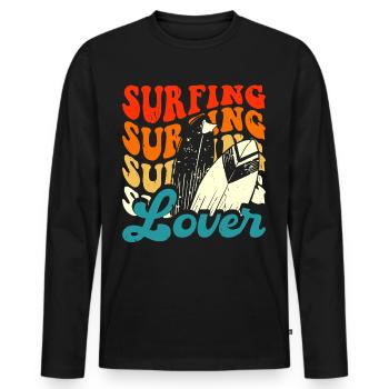 Surfeur - T-shirt manches longues Premium bio Homme - noir - Devant - Nico (187cm)