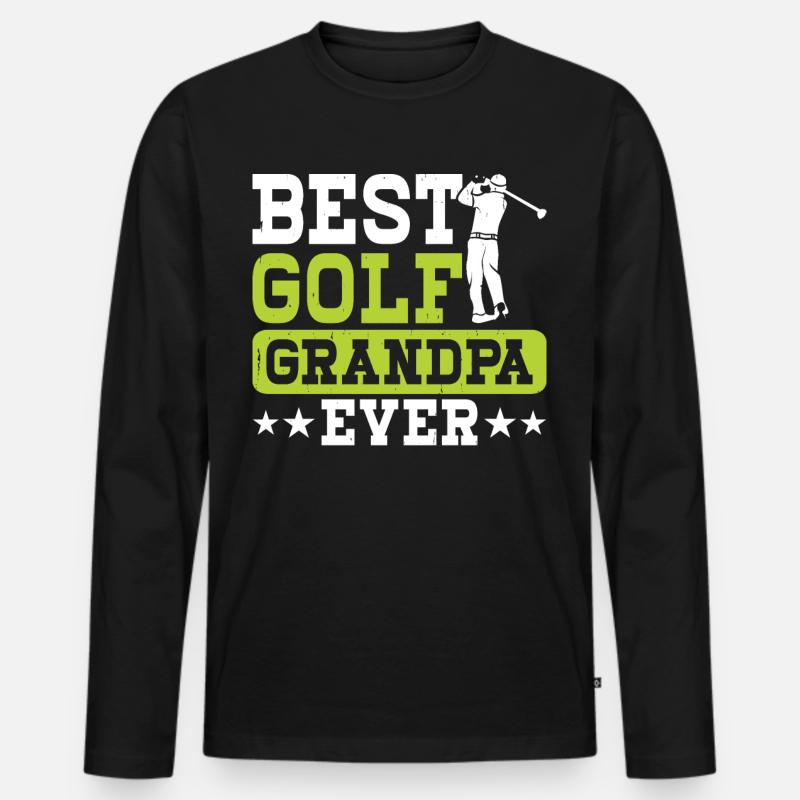 Golf Golfer Opa - Männer Premium Bio Langarmshirt - Schwarz