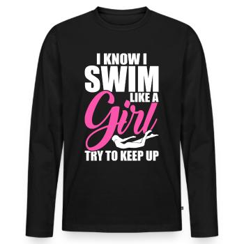 Swimming Float - Men's Premium Organic Long Sleeve Shirt - black - Front - Nico (187cm)