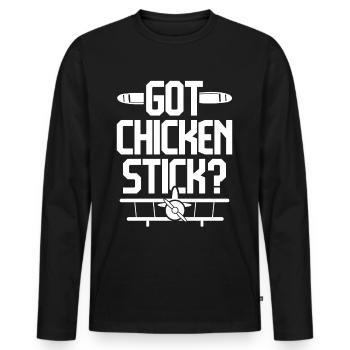 Modèle réduit d’avion Avion Vous avez un bâton de poulet? - T-shirt manches longues Premium bio Homme - noir - Devant - Nico (187cm)