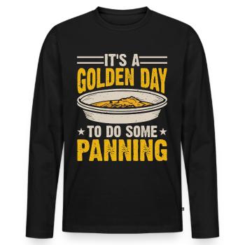 gold panning gold panner gold prospector gold prospector - Men's Premium Organic Long Sleeve Shirt - black - Front - Nico (187cm)