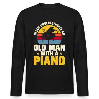 Pianist Piano - Men's Premium Organic Long Sleeve Shirt - black - Front - Nico (187cm)
