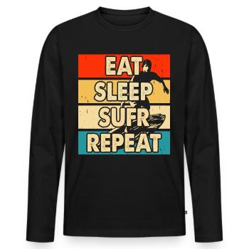 Surfeur - T-shirt manches longues Premium bio Homme - noir - Devant - Nico (187cm)
