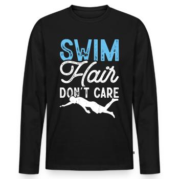 Swimming Float - Men's Premium Organic Long Sleeve Shirt - black - Front - Nico (187cm)