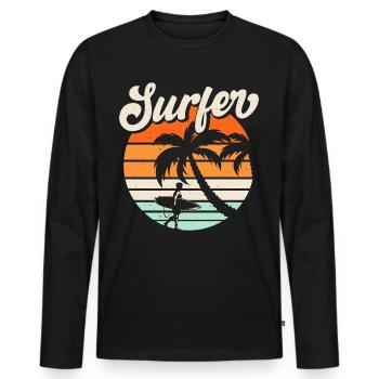 Surfeur - T-shirt manches longues Premium bio Homme - noir - Devant - Nico (187cm)